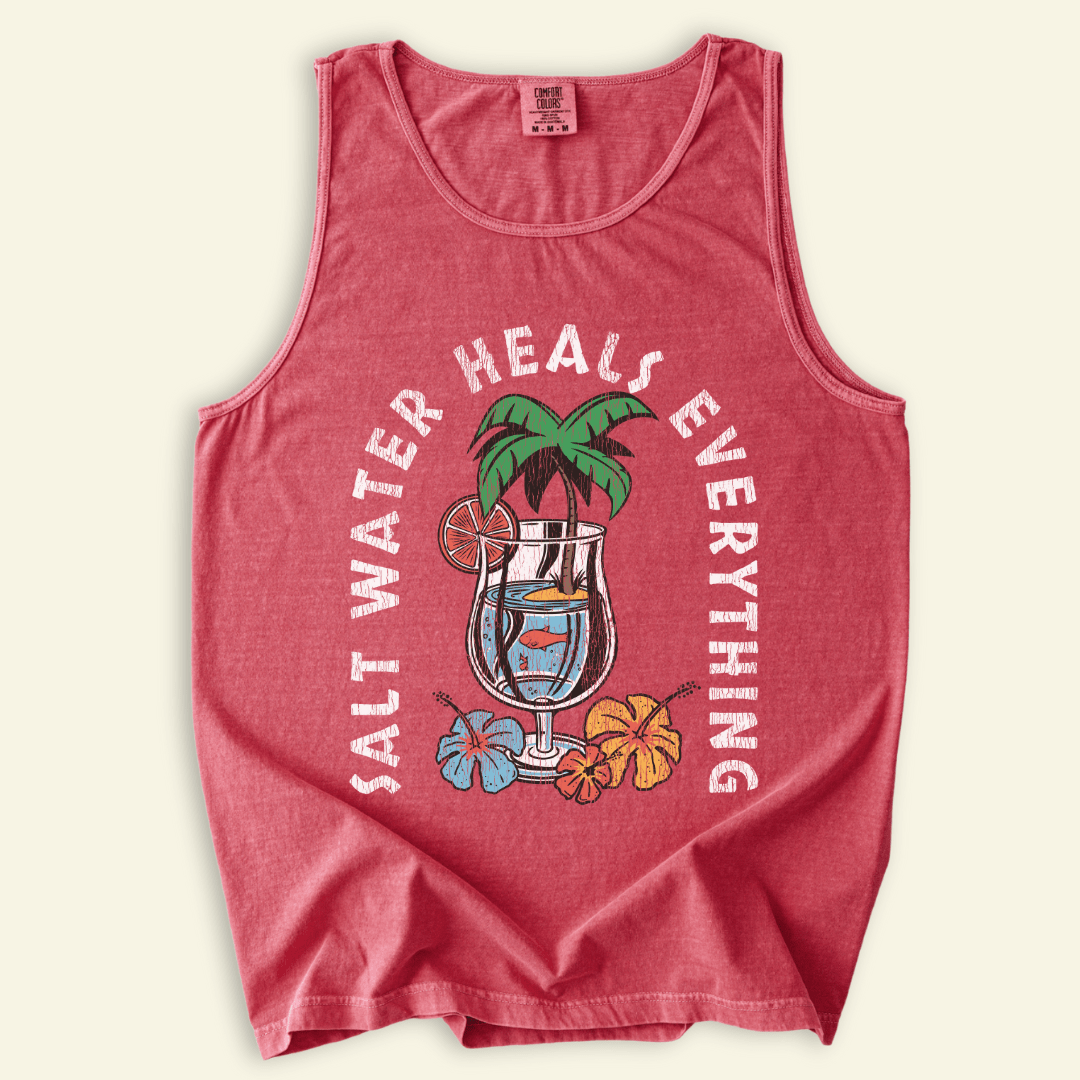 Salt Water Heals Everything Distressed Tank