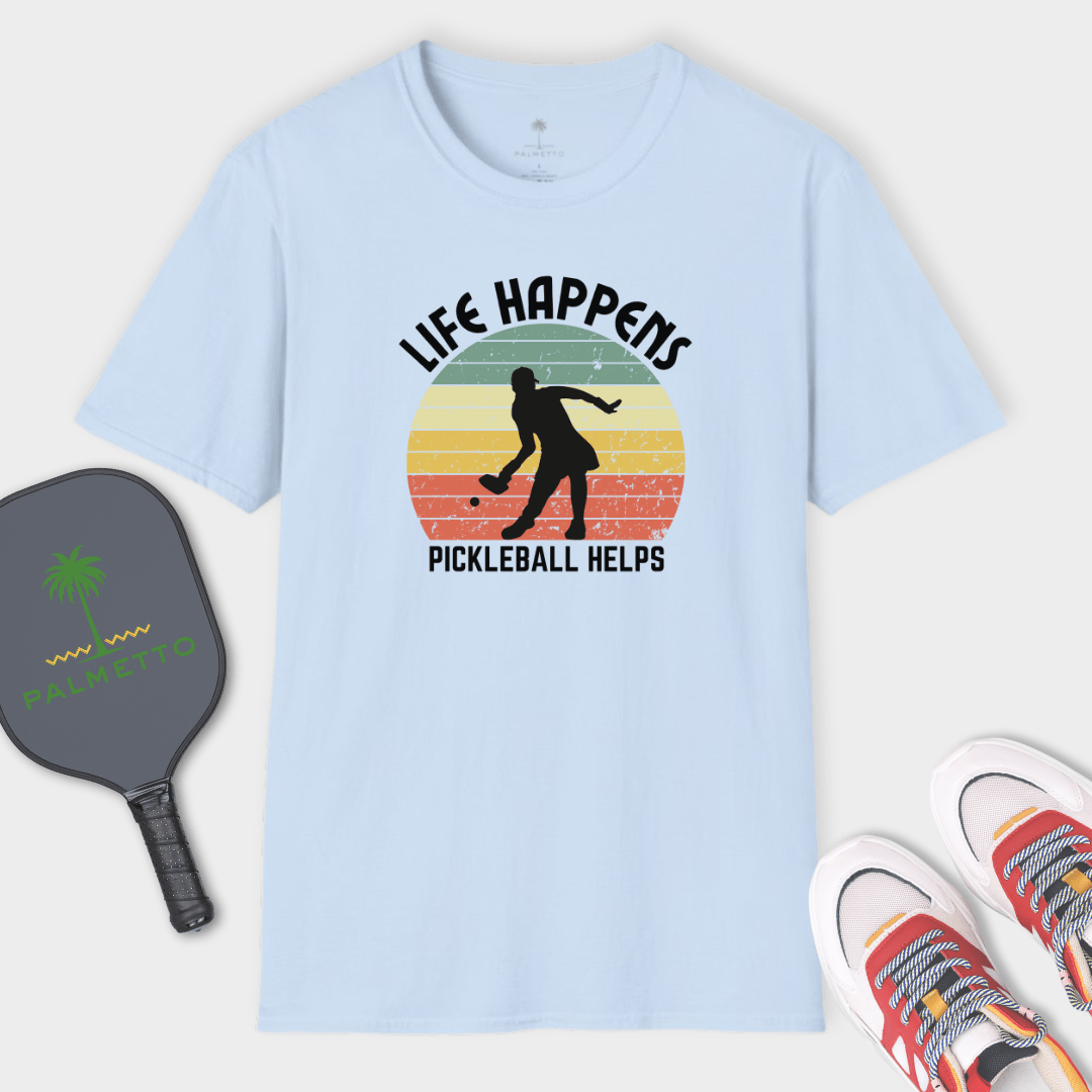 Life Happens Pickleball Helps Sunset | T Shirt