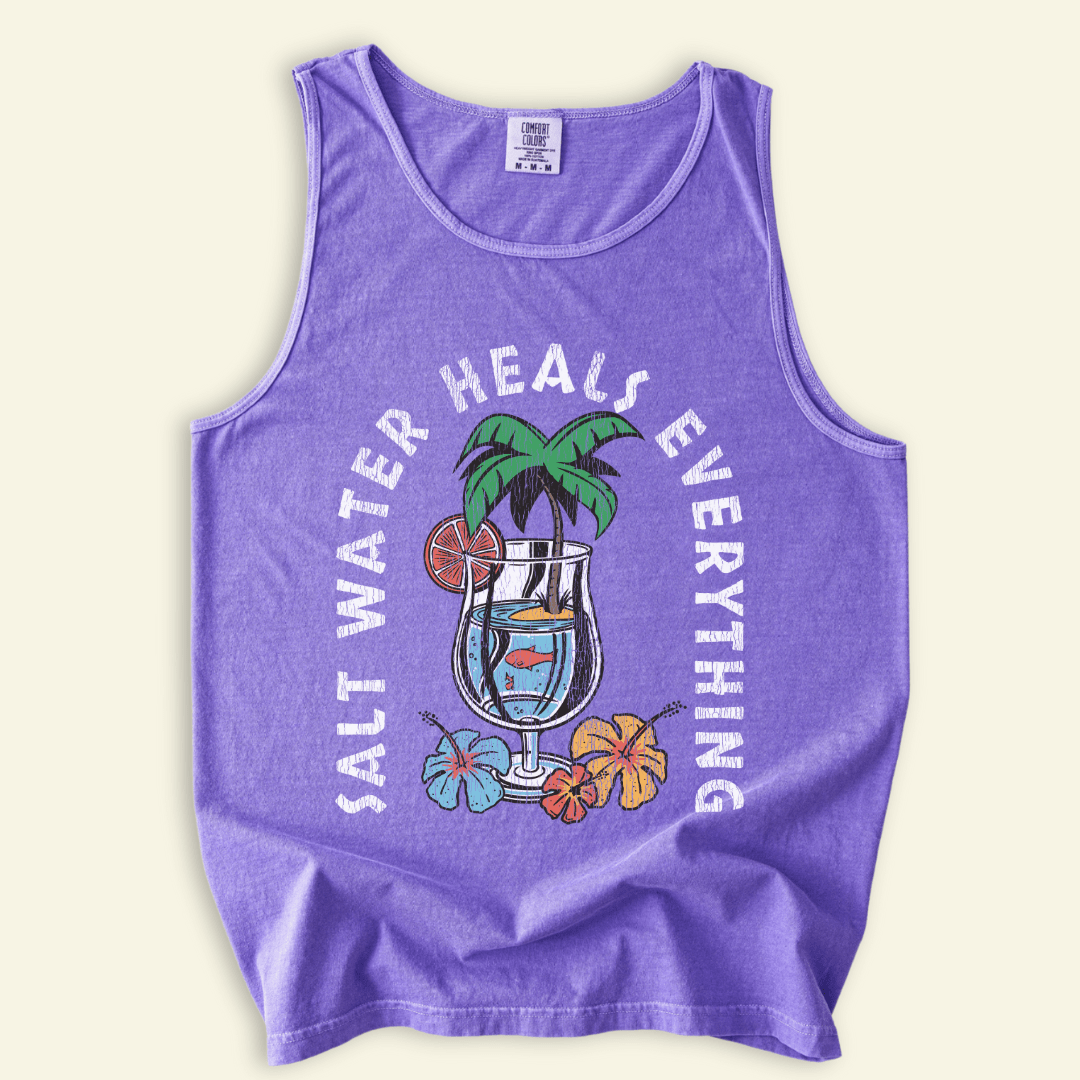 Salt Water Heals Everything Distressed Tank