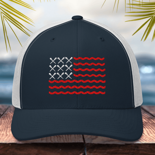 American Flag Oars Trucker Hat